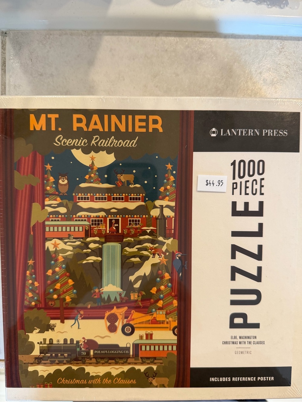 Mt Rainier scenic railroad Christmas 1000 piece puzzle, new in wrapper